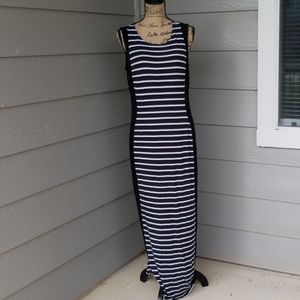 Black and white stripped maxi dress